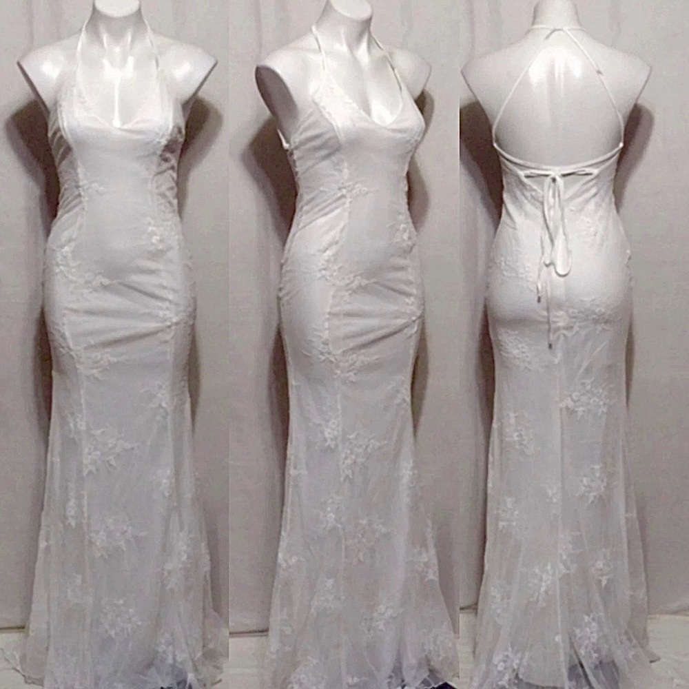 Chic Halter White Lace Dress